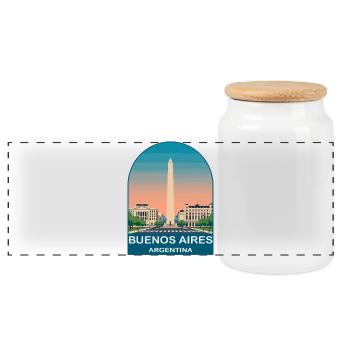 Buenos Aires Argentina Vintage Travel Poster - Panoramic Cookie Jar with Wooden Lid - white - Front