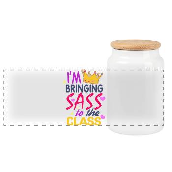 Bringing Sass to the Class Crown - Panoramic Cookie Jar with Wooden Lid - white - Front