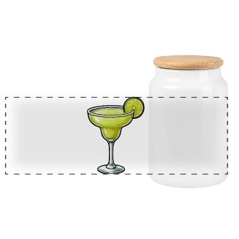Limetten Margarita Glas Design - Panorama Keksdose mit Holzdeckel - Weiß - Vorne