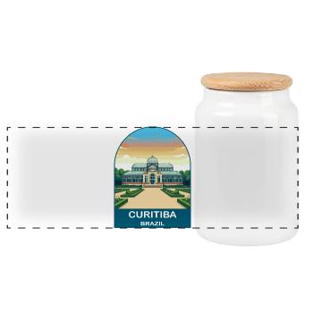 Curitiba Brasilien Botanischer Garten Reiseplakat - Panorama Keksdose mit Holzdeckel - Weiß - Vorne
