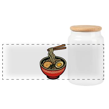 Bol de ramen avec baguettes - Boîte à biscuits avec couvercle en bois - blanc - Devant