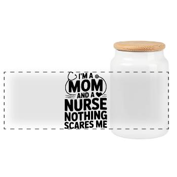 Ich bin Mutter und Krankenschwester, nichts macht mir Angst. - Panorama Keksdose mit Holzdeckel - Weiß - Vorne