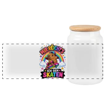 Skate Capybara Regenbogen - Panorama Keksdose mit Holzdeckel - Weiß - Vorne