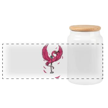 Spectacle de Pink Flamingo sur scène - Boîte à biscuits avec couvercle en bois - blanc - Devant