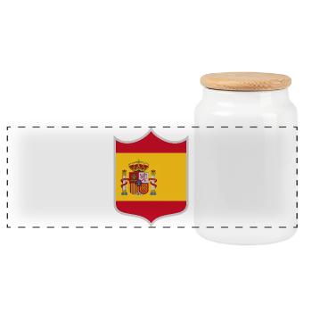 Spanien Flagge Wappen - Panorama Keksdose mit Holzdeckel - Weiß - Vorne