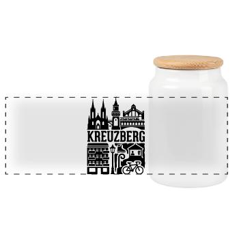 Berlin Kreuzberg in a Nutshell - Panorama Keksdose mit Holzdeckel - Weiß - Vorne