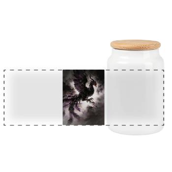 Le Phénix Noir : Ombre et Renaissance - Boîte à biscuits avec couvercle en bois - blanc - Devant