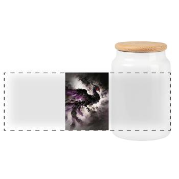 Le Crépuscule du Phénix Noir : Éclipse - Panoramic Cookie Jar with Wooden Lid - white - Front