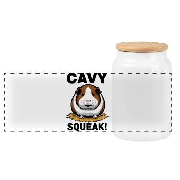 Cochon d'Inde Cavy Squeak Guinea Pig - Boîte à biscuits avec couvercle en bois - blanc - Devant