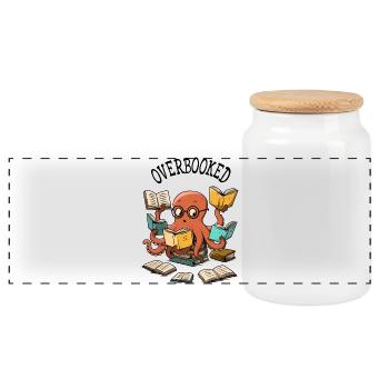 Overbooked - Panoramic Cookie Jar with Wooden Lid - white - Front