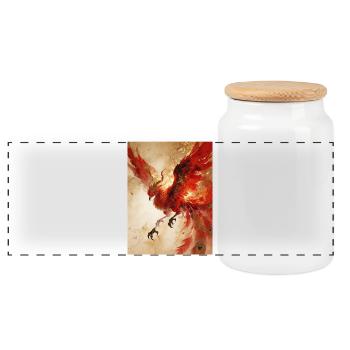 L'Envol du Phénix : Éclat Céleste - Boîte à biscuits avec couvercle en bois - blanc - Devant