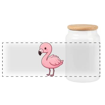 niedlicher_Flamingo_Kawaii_Geschenk_Kinder - Panoramic Cookie Jar with Wooden Lid - white - Front