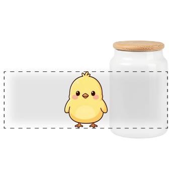 Cadeau mignon pour poussins de Kawaii - Boîte à biscuits avec couvercle en bois - blanc - Devant