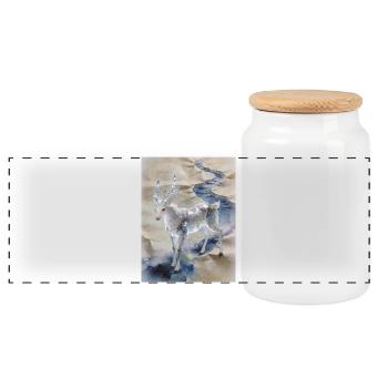 The Breath of Mists: Fuzhu–Lights-Darkness - Panoramic Cookie Jar with Wooden Lid - white - Front