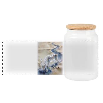 The Mirror of Dreams: Fuzhu – Remanence - Panoramic Cookie Jar with Wooden Lid - white - Front