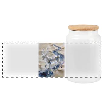 L'Onde Initiale : Fuzhu – Clarté Divine - Boîte à biscuits avec couvercle en bois - blanc - Devant