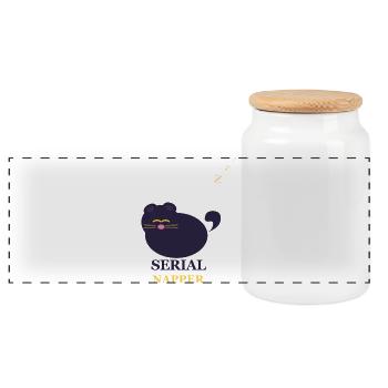 Chat Somnieur en série - Boîte à biscuits avec couvercle en bois - blanc - Devant