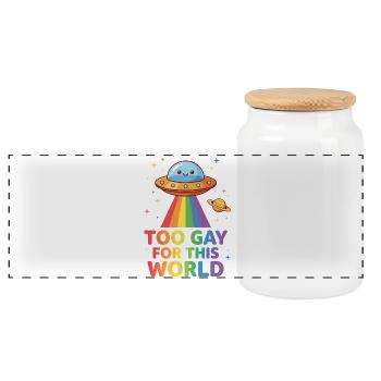 Pride Month LGBTQ – Zu schwul für diese Welt - Panorama Keksdose mit Holzdeckel - Weiß - Vorne