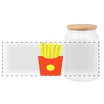 French Fries - Panoramic Cookie Jar with Wooden Lid - white - Front