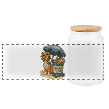 Treats Over Tides Strandhund-Design - Panorama Keksdose mit Holzdeckel - Weiß - Vorne