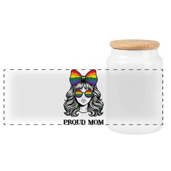 Mois de la Fierté LGBTQ - Maman Fière - Boîte à biscuits avec couvercle en bois - blanc - Devant