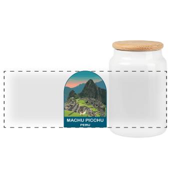Machu Picchu Peru Inka Ruinen Vintage-Reisekunst - Panorama Keksdose mit Holzdeckel - Weiß - Vorne
