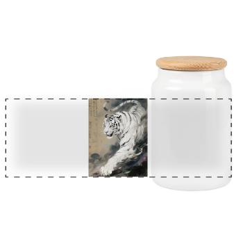 Le Vent d'Acier : Baihu – Souffle Tranchant - Boîte à biscuits avec couvercle en bois - blanc - Devant