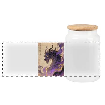 Amethysts Zepter: Qilin Zijin – Königliche Aura - Panorama Keksdose mit Holzdeckel - Weiß - Vorne