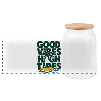 High Tides Summer - Panoramic Cookie Jar with Wooden Lid - white - Front