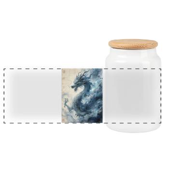 Die Sternennacht: Blauer Drache – Aether - Panorama Keksdose mit Holzdeckel - Weiß - Vorne