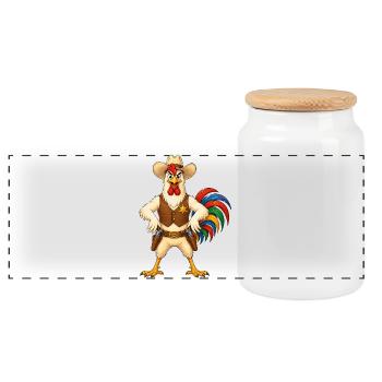 Hahn dans le rôle du shérif - Boîte à biscuits avec couvercle en bois - blanc - Devant