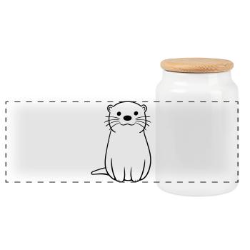 loutre - Boîte à biscuits avec couvercle en bois - blanc - Devant