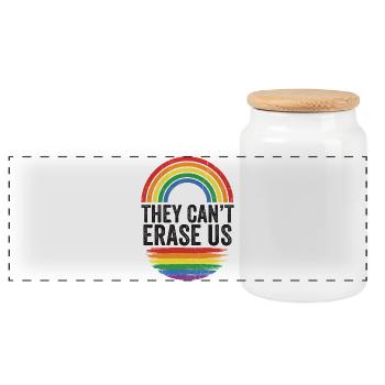 Pride Month LGBTQ - They Can't Erase Us - Panoramic Cookie Jar with Wooden Lid - white - Front
