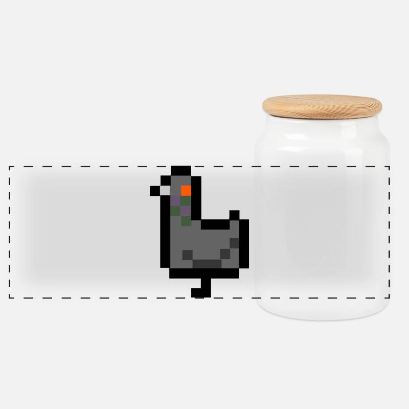 pixel pigeon - Panoramic Cookie Jar with Wooden Lid - white