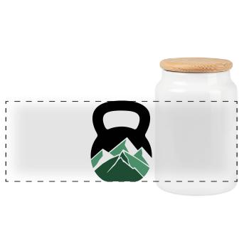 Berg Kettlebell – Outdoor Fitness - Lift Mountains - Panorama Keksdose mit Holzdeckel - Weiß - Vorne