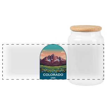 Colorado USA Vintage-Reiseplakat-Kunst - Panorama Keksdose mit Holzdeckel - Weiß - Vorne
