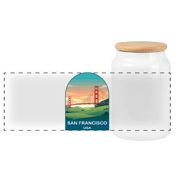 San Francisco USA Vintage-Reiseplakat - Panorama Keksdose mit Holzdeckel - Weiß - Vorne
