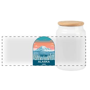 Alaska USA Vintage Travel Poster Art - Panoramic Cookie Jar with Wooden Lid - white - Front