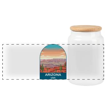 Arizona USA Vintage-Reiseplakat-Kunst - Panorama Keksdose mit Holzdeckel - Weiß - Vorne