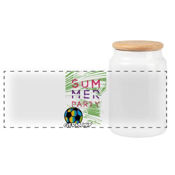 Fête de football - Boîte à biscuits avec couvercle en bois - blanc - Devant