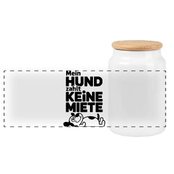 Mein Hund zahlt keine Miete - Panorama Keksdose mit Holzdeckel - Weiß - Vorne
