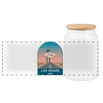 Las Vegas USA Vintage-Reiseplakat-Kunst - Panorama Keksdose mit Holzdeckel - Weiß - Vorne