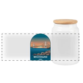 Michigan USA Vintage-Reiseposter-Kunst - Panorama Keksdose mit Holzdeckel - Weiß - Vorne