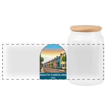 South Carolina USA Vintage-Reiseplakat - Panorama Keksdose mit Holzdeckel - Weiß - Vorne