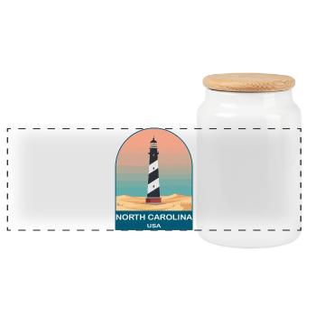 North Carolina USA Vintage-Reiseplakat - Panorama Keksdose mit Holzdeckel - Weiß - Vorne