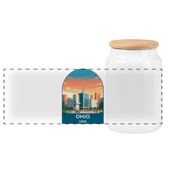 Art d’affiches de voyage vintage Ohio USA - Boîte à biscuits avec couvercle en bois - blanc - Devant