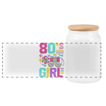 Retro Back to the 80s Vintage Design - Panorama Keksdose mit Holzdeckel - Weiß - Vorne