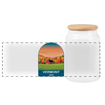 Vermont USA Vintage-Reiseplakat-Kunst - Panorama Keksdose mit Holzdeckel - Weiß - Vorne