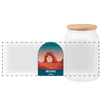 Moab USA Vintage Travel Poster Art - Panoramic Cookie Jar with Wooden Lid - white - Front