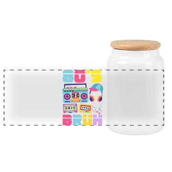 Retro Back to the 80s Vintage Design - Panorama Keksdose mit Holzdeckel - Weiß - Vorne